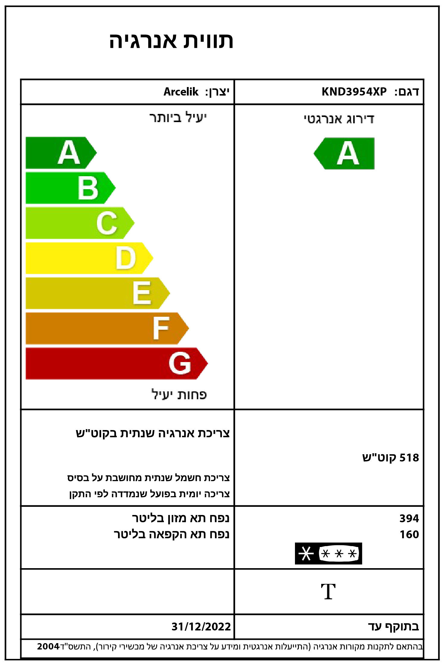 מקרר BLOMBERG דגם KND3955 סאלי אלקטריק בלומברג